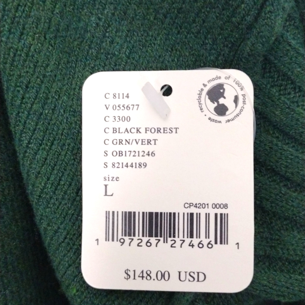 FREE PEOPLE V- Neck Sweater Green Size L NWT - Picture 3 of 13